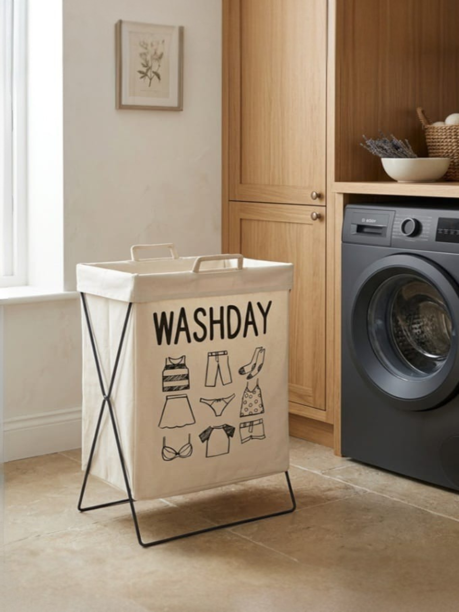 Washday Laundry Hamper with X-Frame Stand