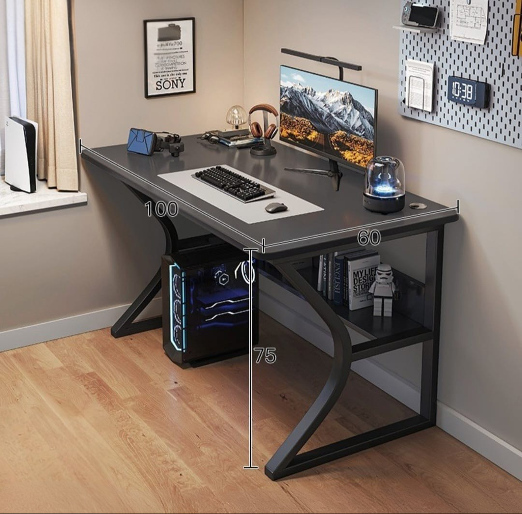 K-Frame Gaming Desk with Built-In Shelves