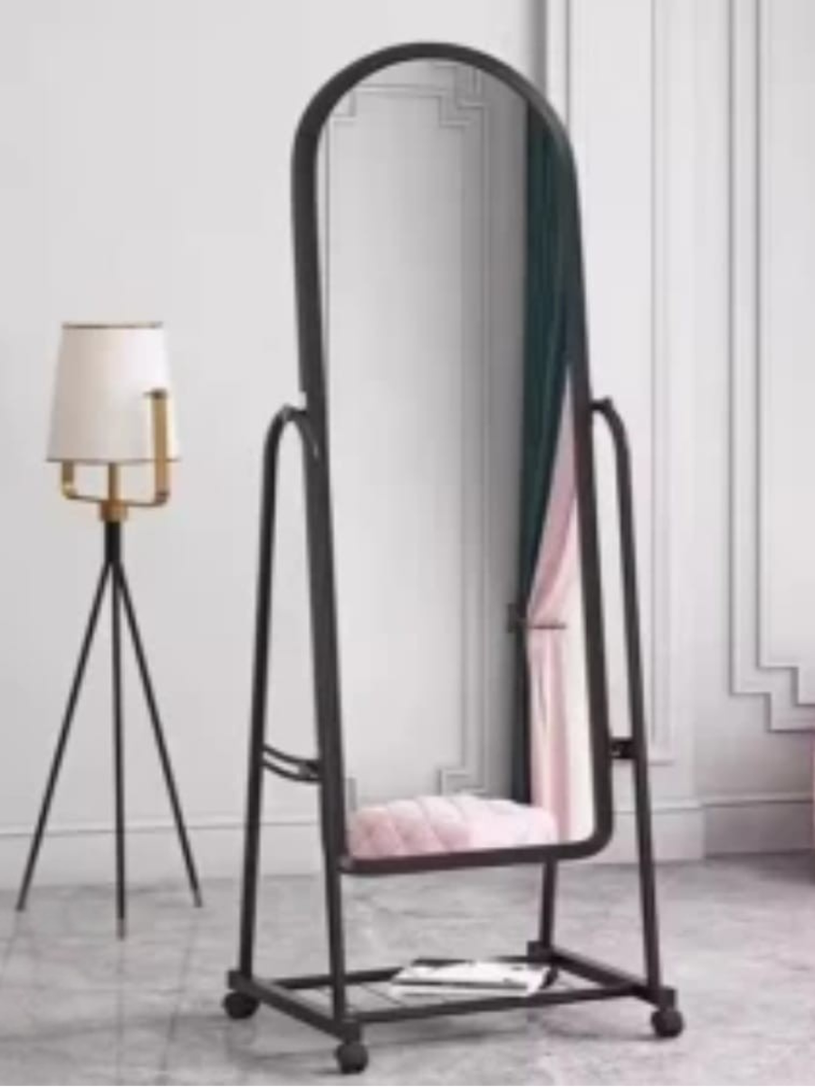 Full-Length Arched Floor Mirror with Stand & Wheels