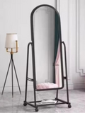 Full-Length Arched Floor Mirror with Stand & Wheels