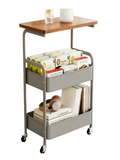 Rolling Storage Cart with Wooden Top