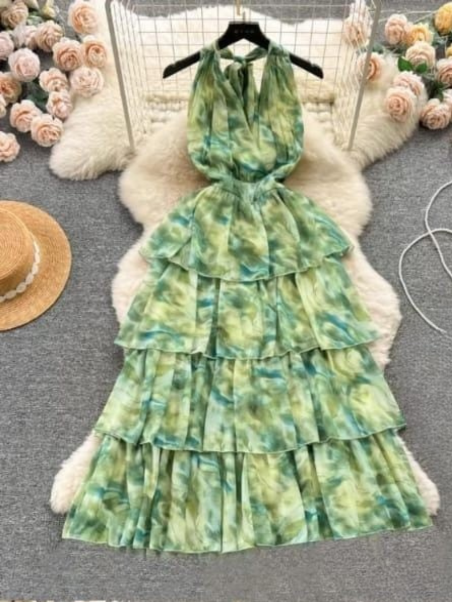 Tiered Ruffle Halter Dress