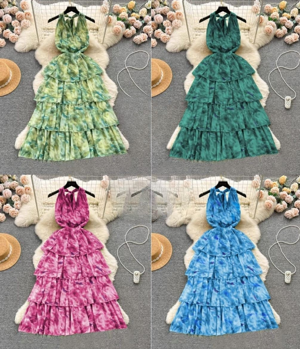 Tiered Ruffle Halter Dress