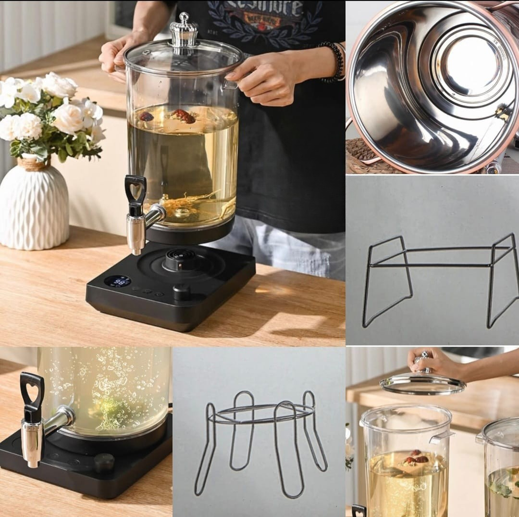Glass Beverage Dispenser with Heating Base