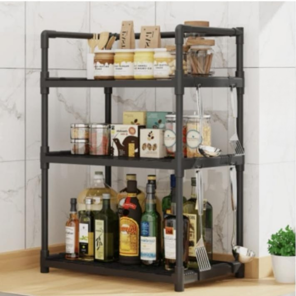 Expandable Kitchen Shelf Rack with Hooks