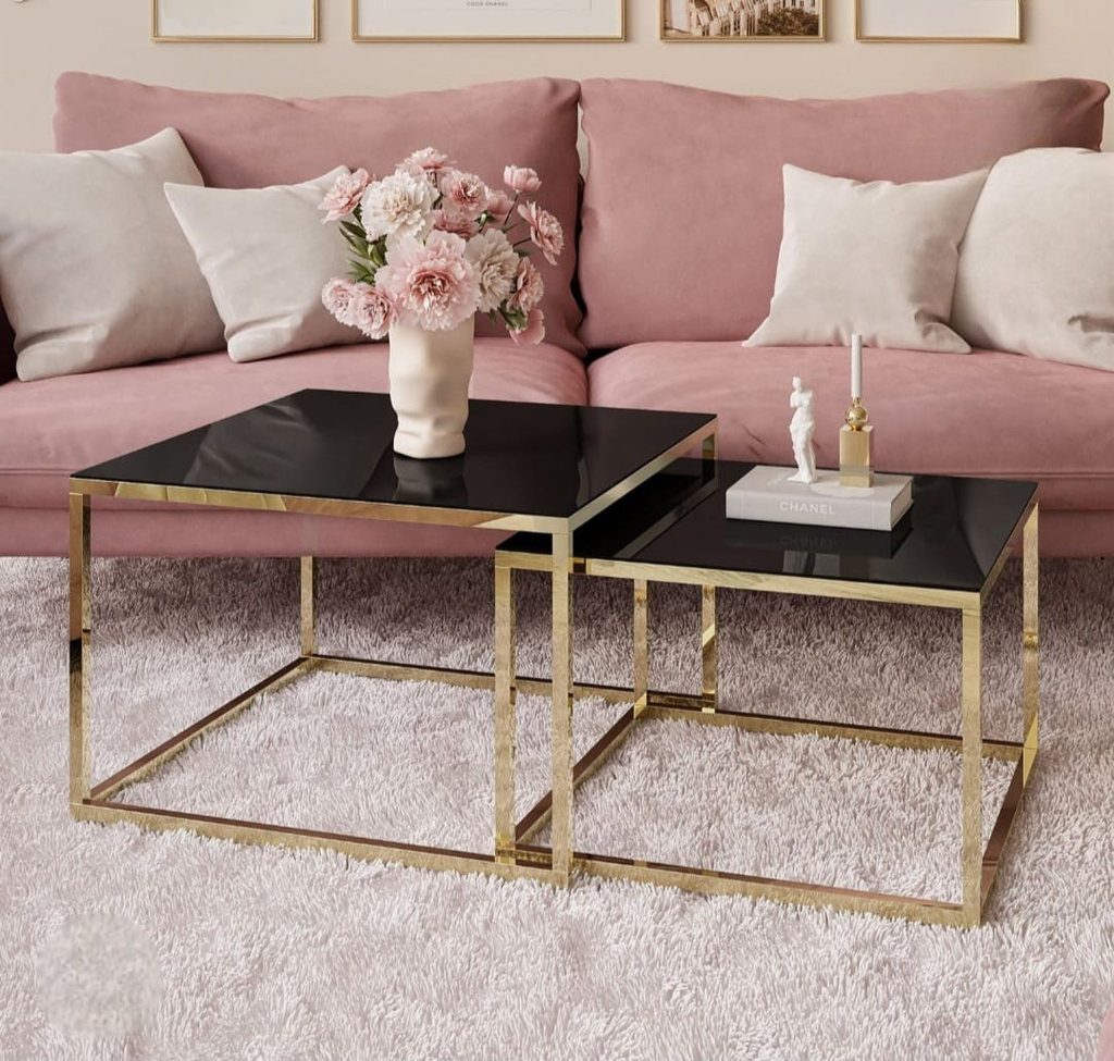 Gold Frame Nesting Coffee Tables (Set of 2)