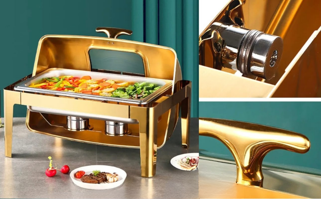 Gold Stainless Steel Roll Top Chafing Dish