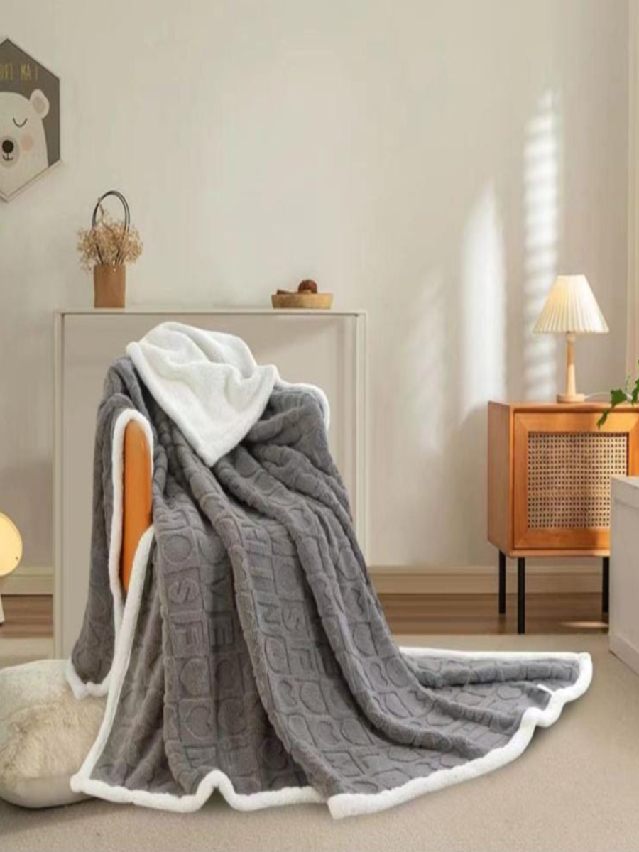 Double-Sided Sherpa Fleece Throw Blanket