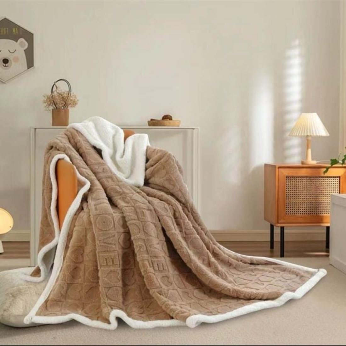 Double-Sided Sherpa Fleece Throw Blanket