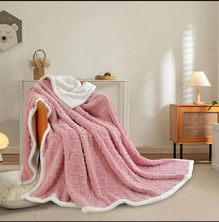 Double-Sided Sherpa Fleece Throw Blanket