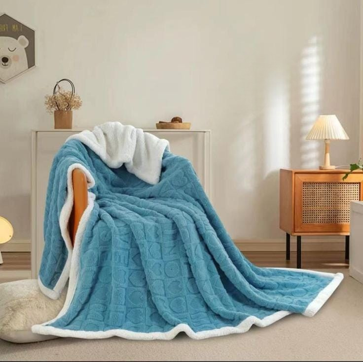 Double-Sided Sherpa Fleece Throw Blanket