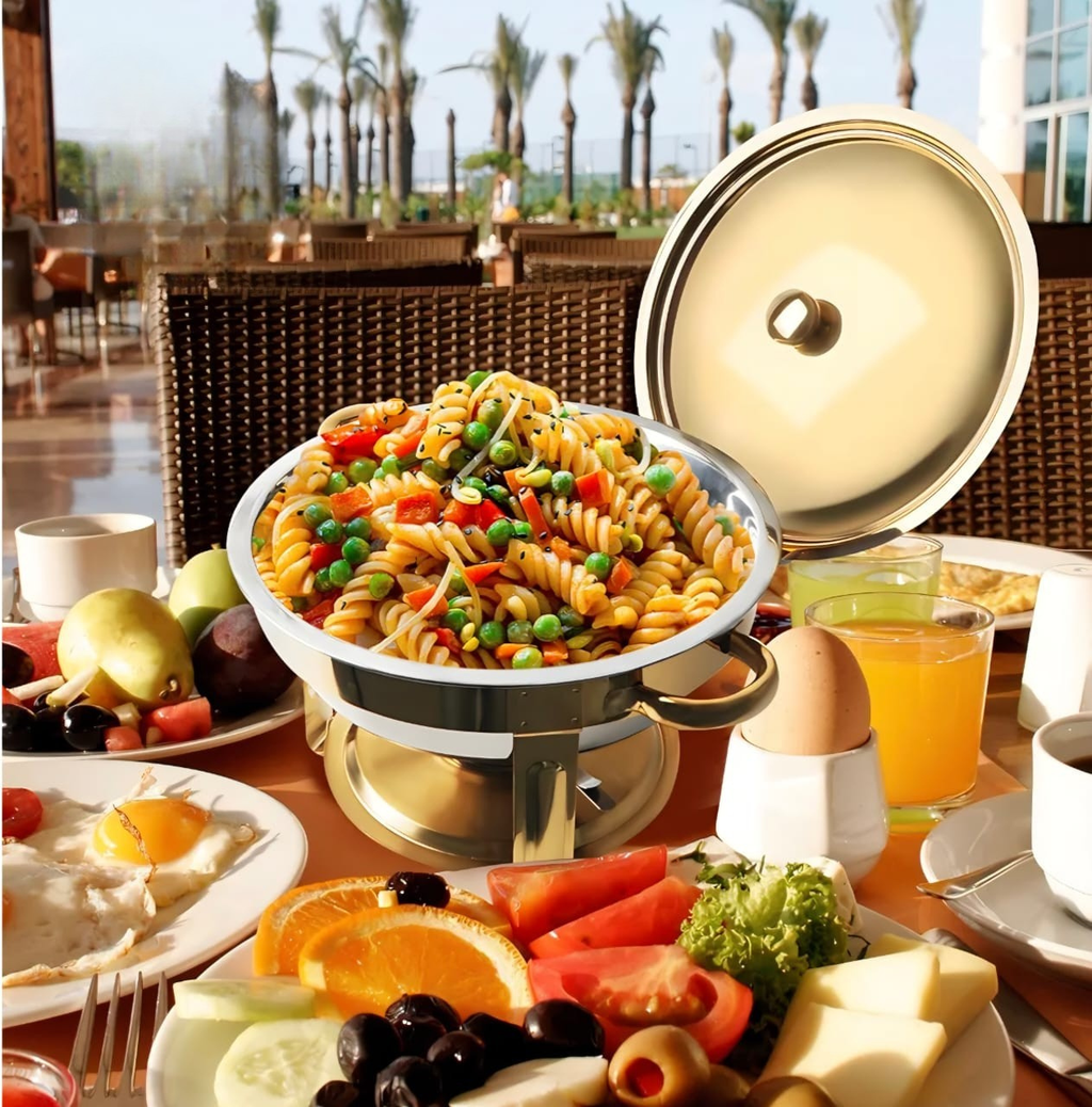 Gold Round Chafing Dish – Stainless Steel Food Warmer
