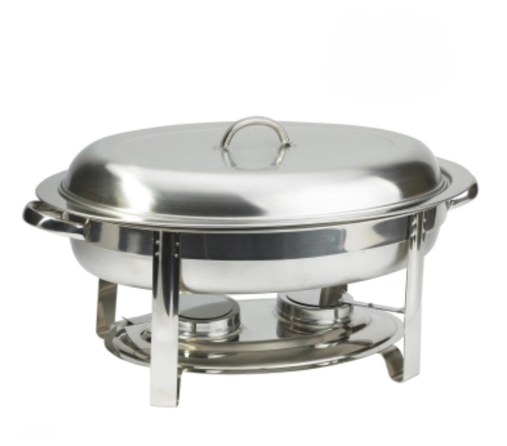Oval Chafing Dish – Stainless Steel with Gold Trim