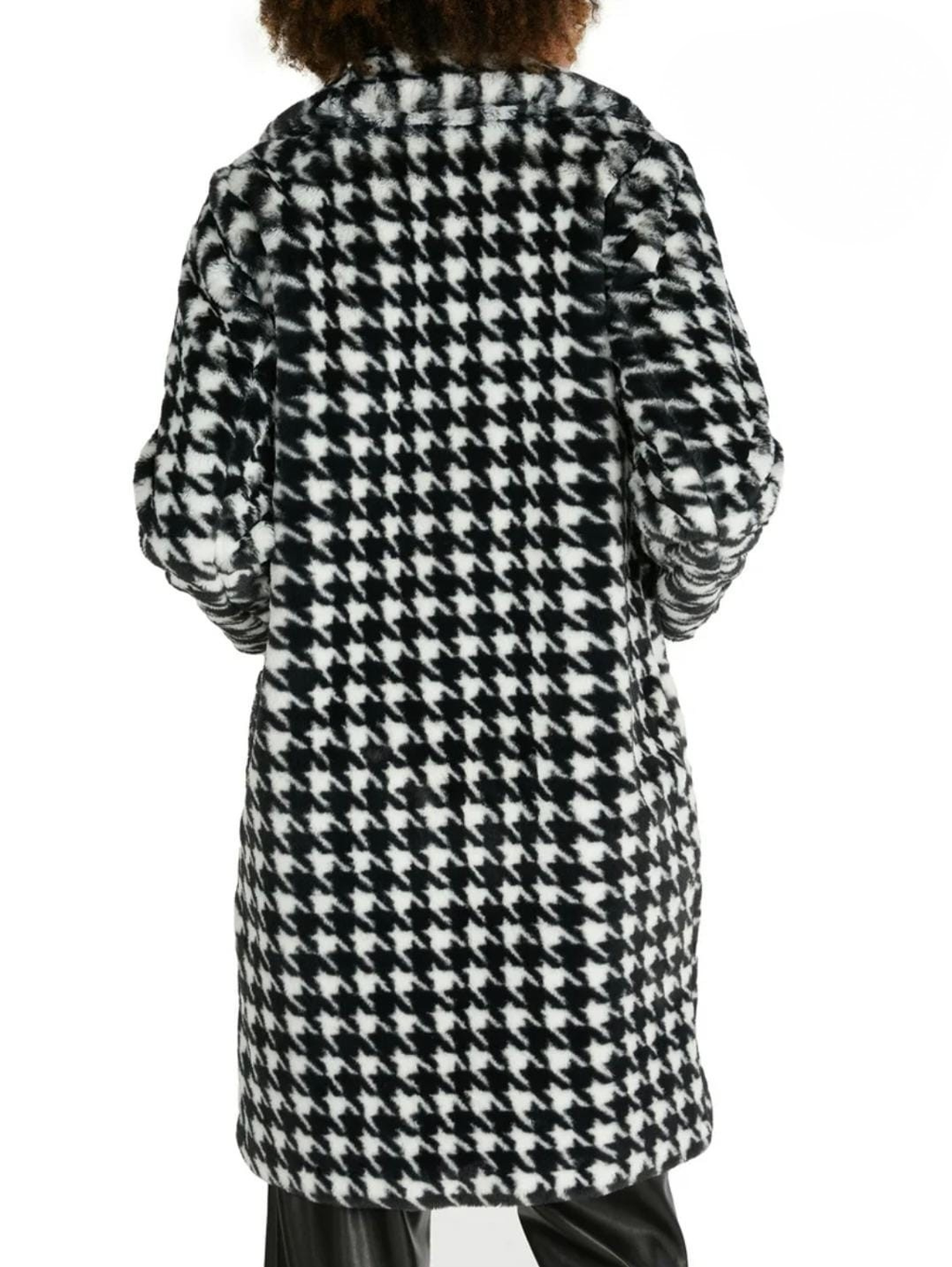Houndstooth Faux Fur Coat