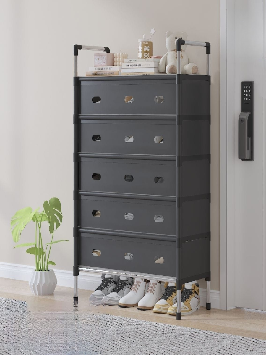 5-Drawer Fabric Dresser with Shoe Rack