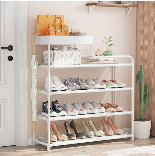 4-Tier Shoe Rack with Top Storage Shelf