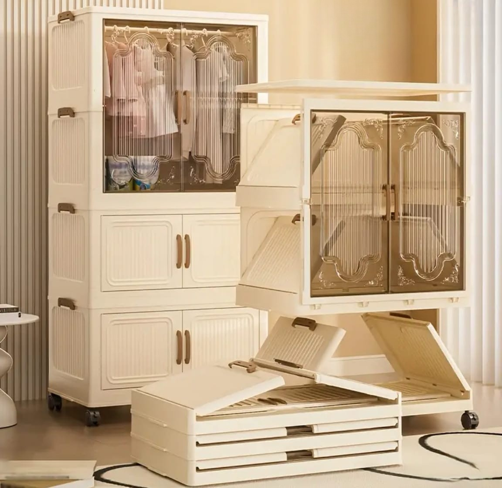 Foldable Storage Cabinet with Wheels