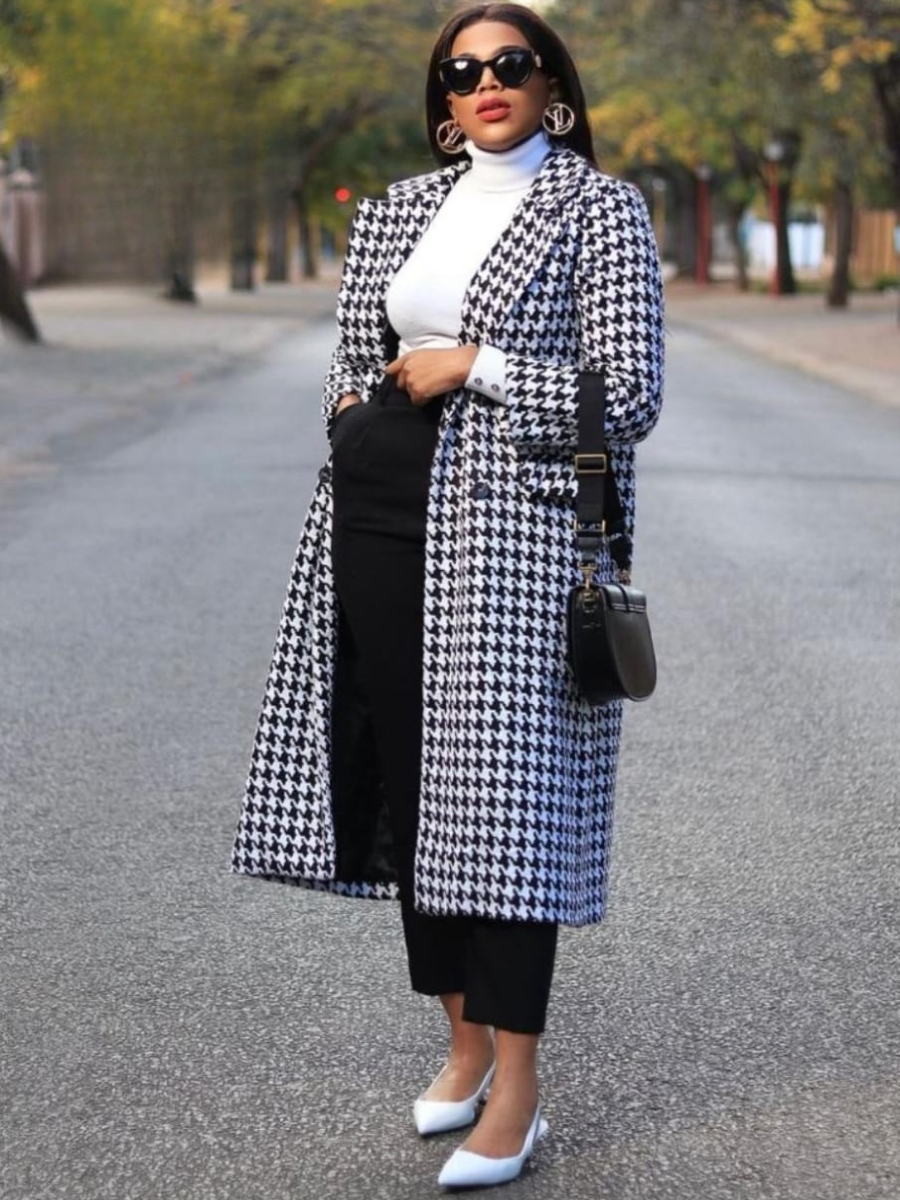 Houndstooth Long Coat