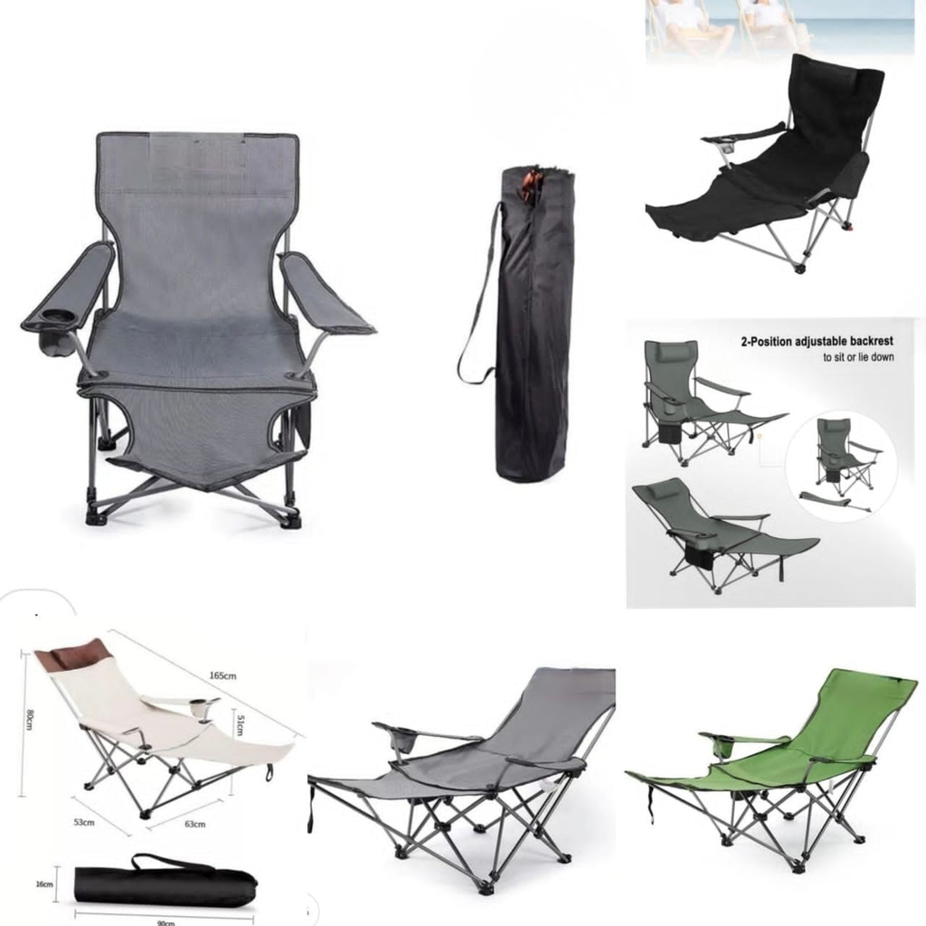 Folding Camping Chair with Adjustable Backrest & Footrest