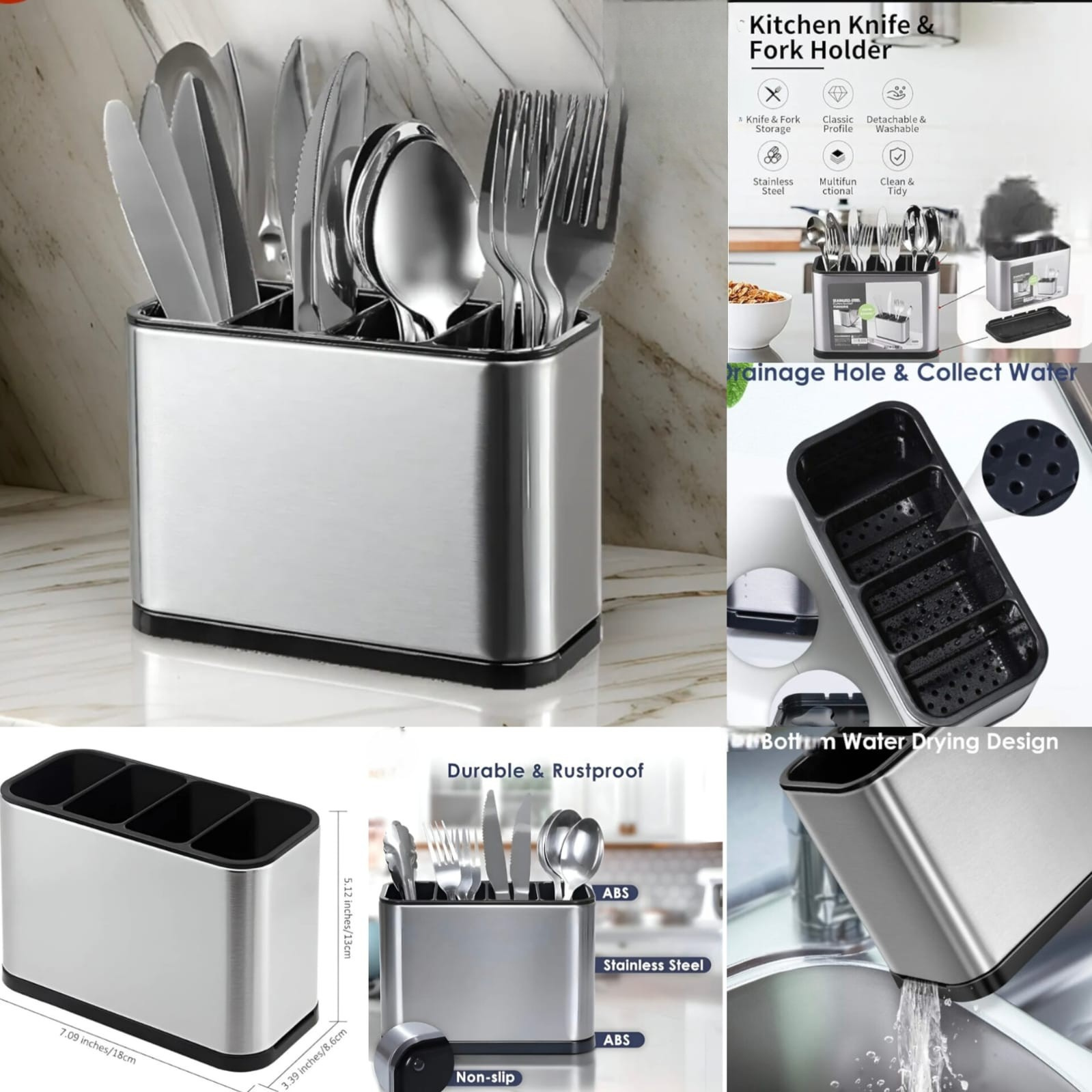 Stainless Steel Cutlery Holder & Organiser