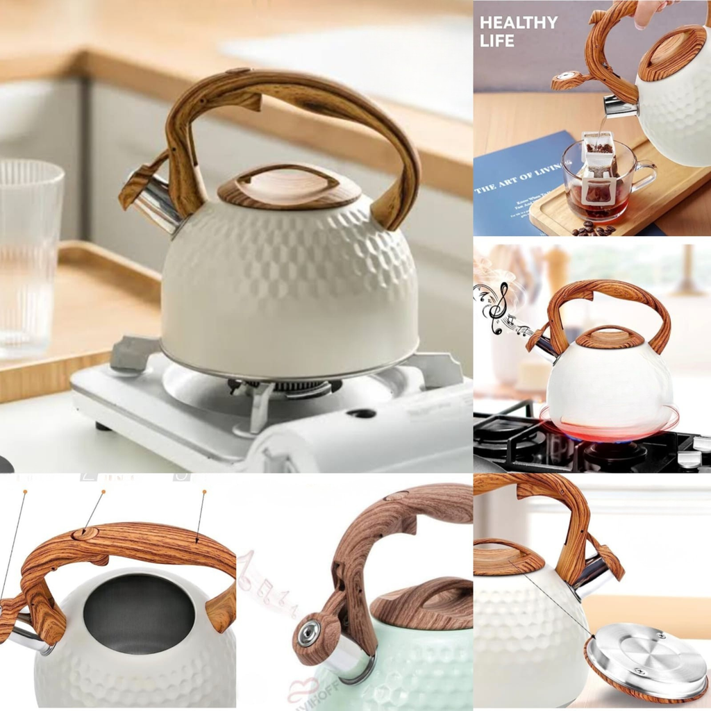 Whistling Stovetop Kettle with Wood-Grain Handle