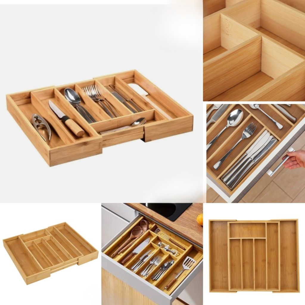 Expandable Bamboo Cutlery Drawer Organizer