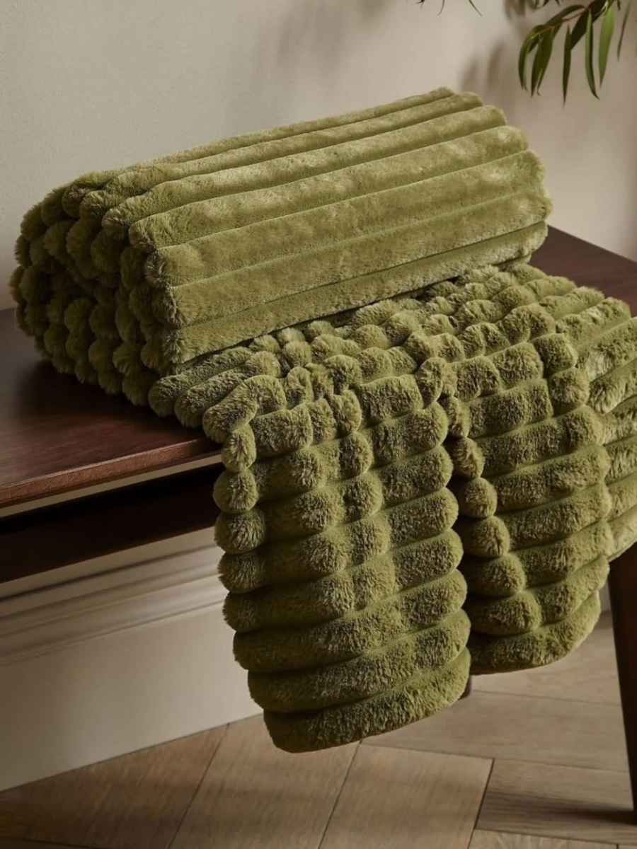 Ribbed Flannel Throw Blanket