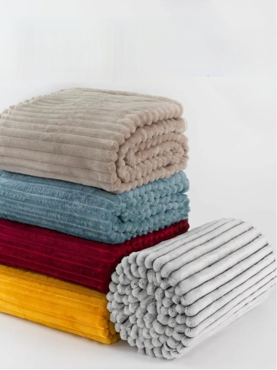 Ribbed Flannel Throw Blanket