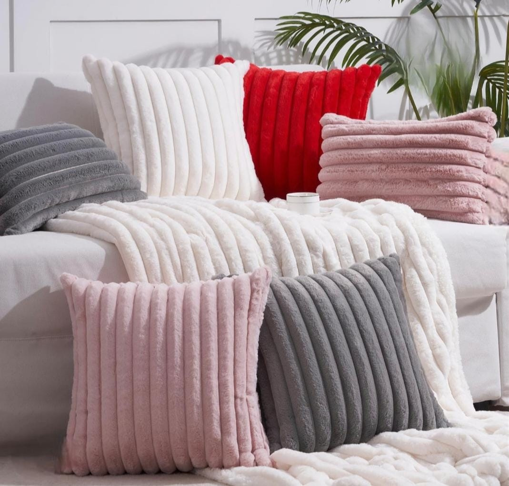 Ribbed Faux Fur Cushion Cover