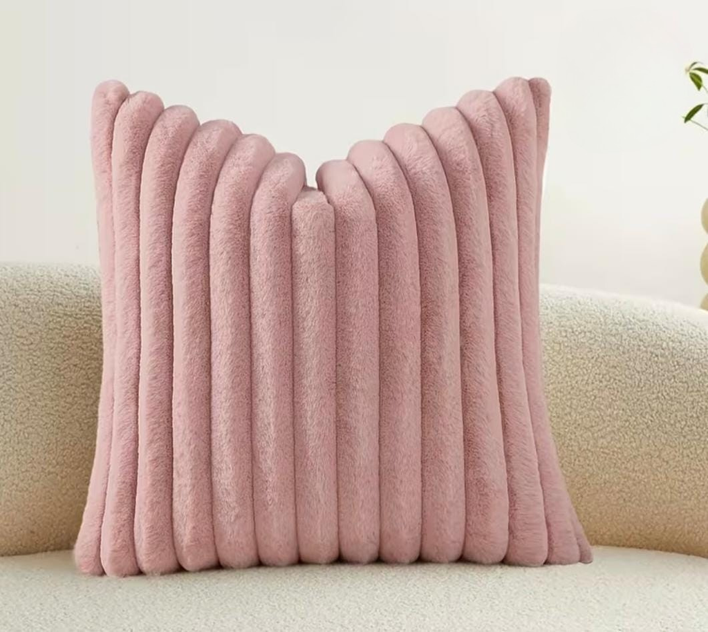 Ribbed Faux Fur Cushion Cover