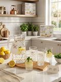 Glass Jug Set – Crystal Cut Pitcher & Glasses