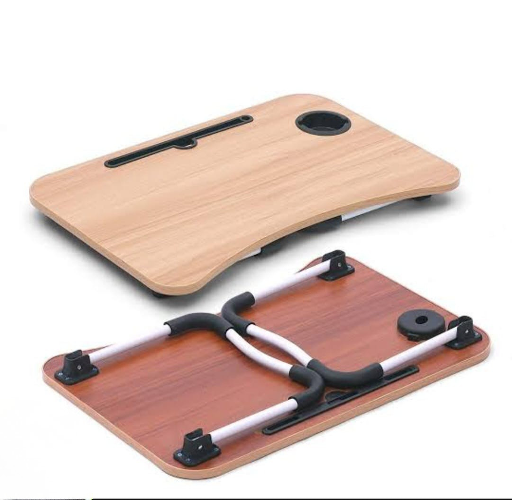 Foldable Laptop Bed Table with Cup Holder & Tablet Stand