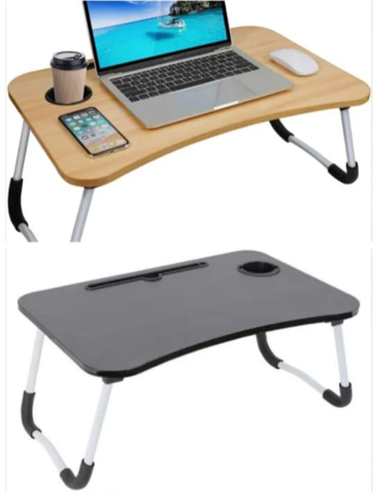 Foldable Laptop Bed Table with Cup Holder & Tablet Stand