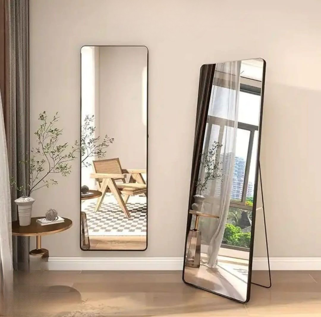 Full-Length Floor Mirror with Metal Frame