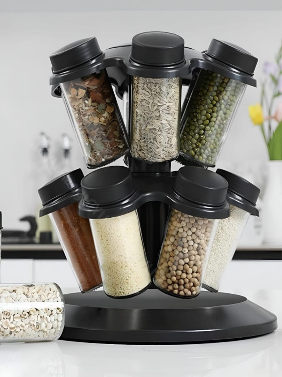 Rotating Spice Rack with Jars