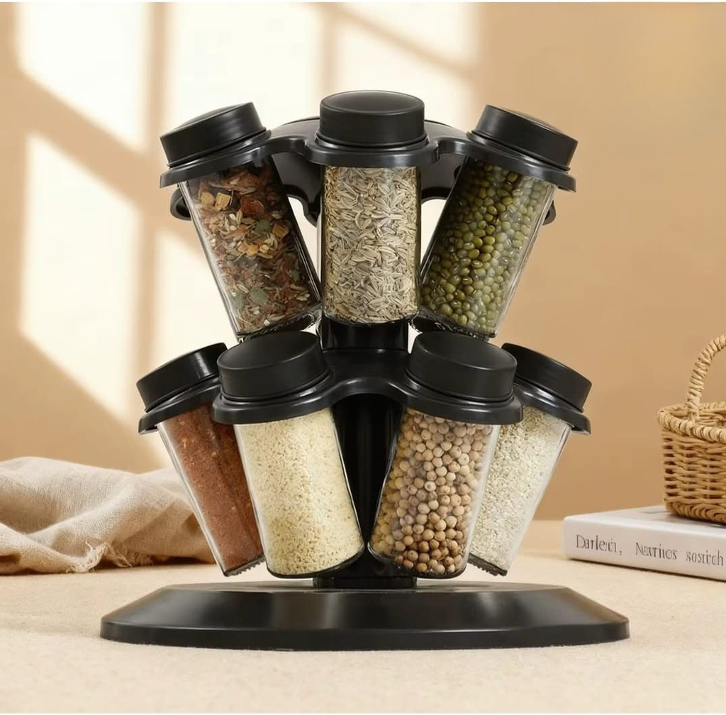 Rotating Spice Rack with Jars