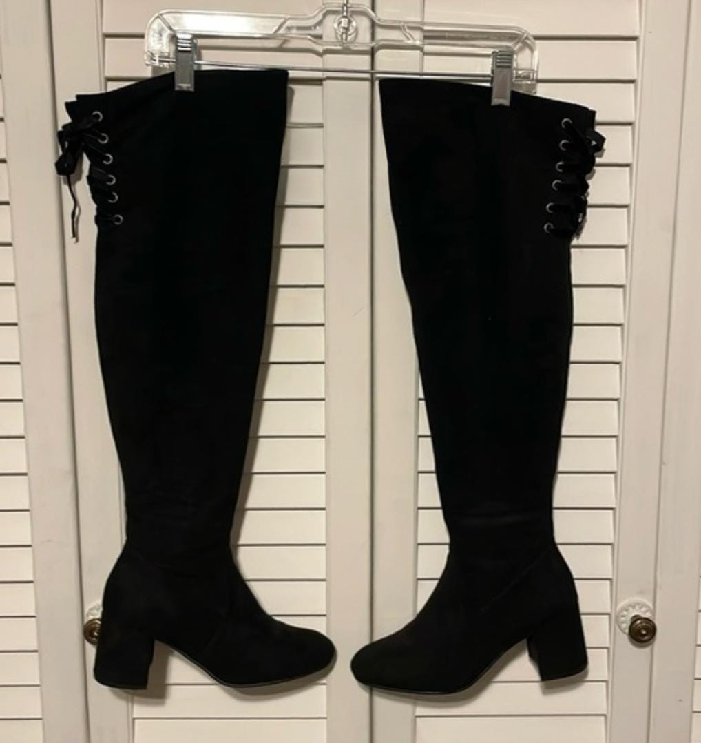 Black Suede Over-the-Knee Boots