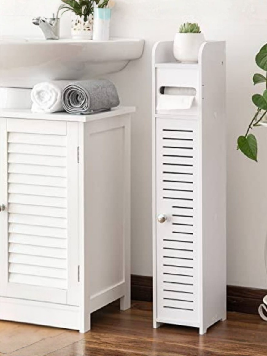 Slim Bathroom Storage Cabinet with Shutter Door