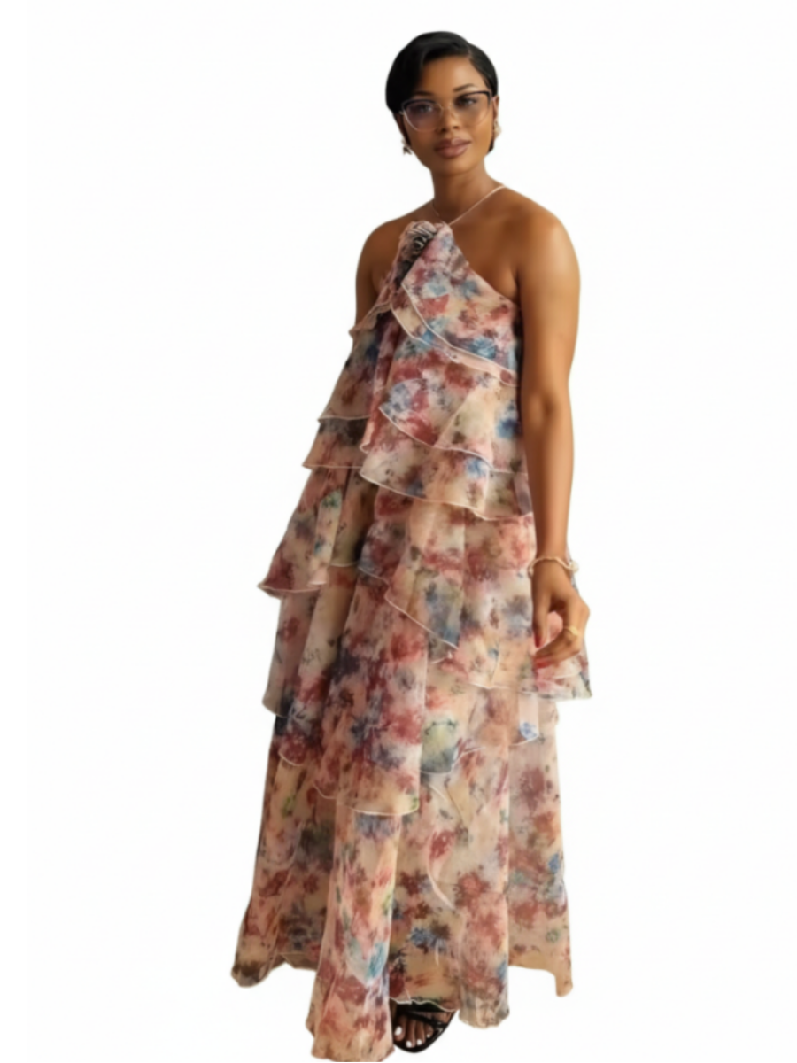 Floral Tiered Ruffle Maxi Dress