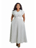 Striped Belted Maxi Dress