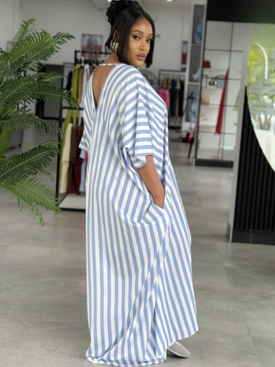Striped Kaftan Maxi Dress