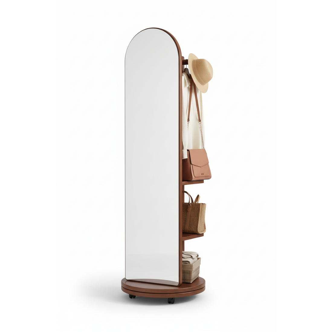 Arched Full-Length Mirror with Storage