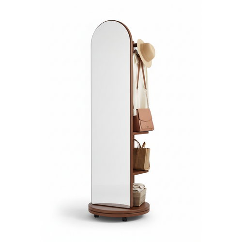 Arched Full-Length Mirror with Storage