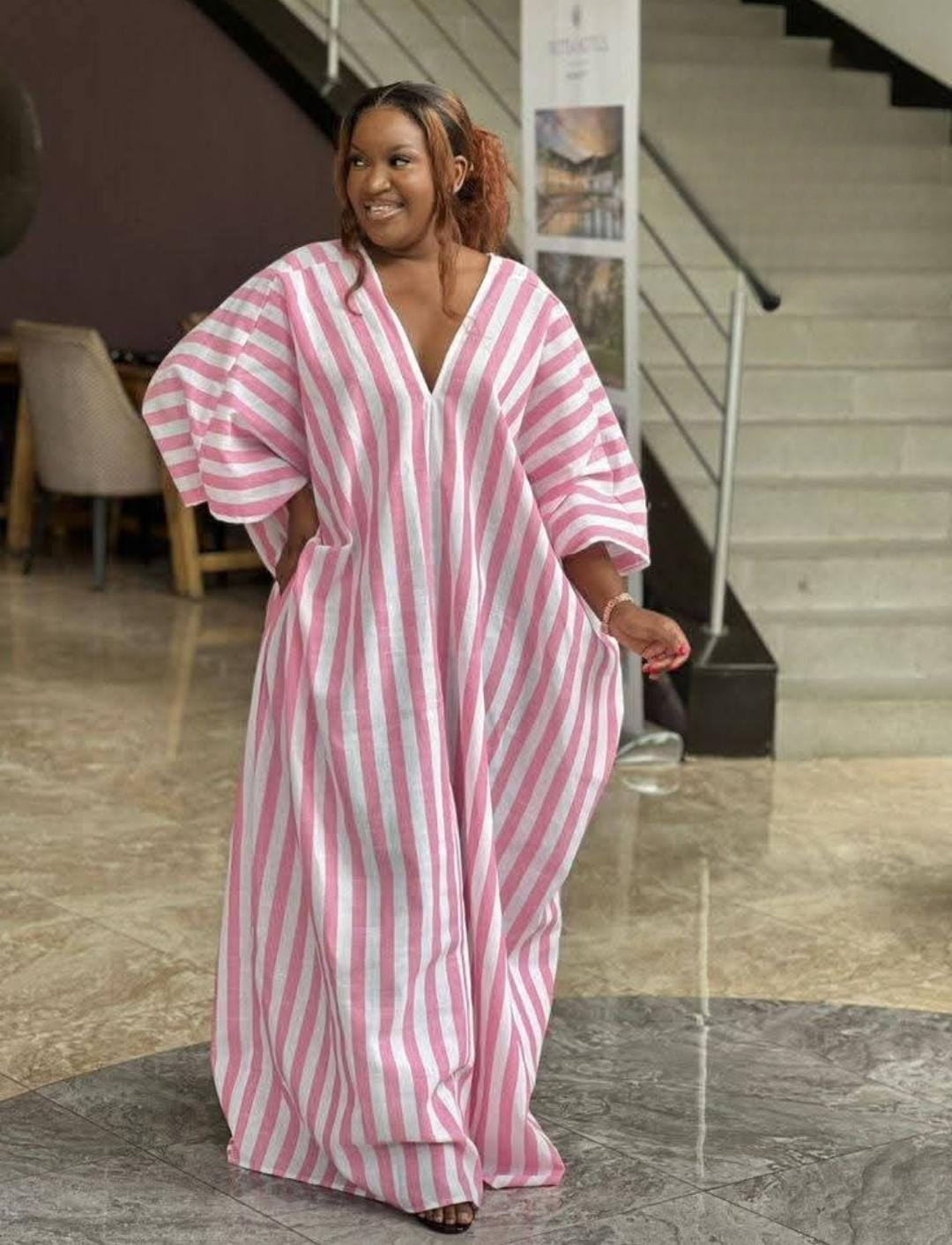 Striped Kaftan Maxi Dress