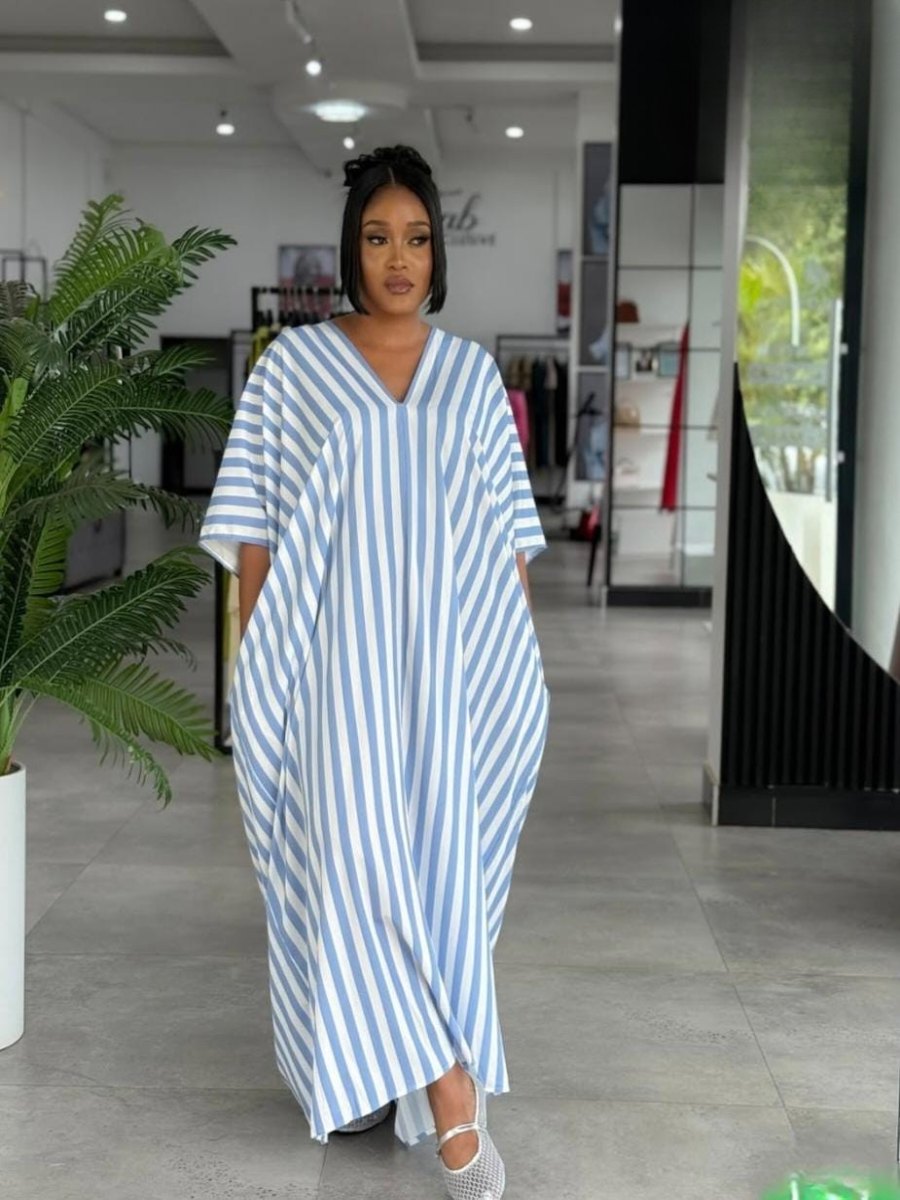 Striped Kaftan Maxi Dress