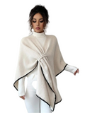 Contrast Trim Wrap Poncho
