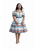 Ndebele Off-Shoulder Midi Dress