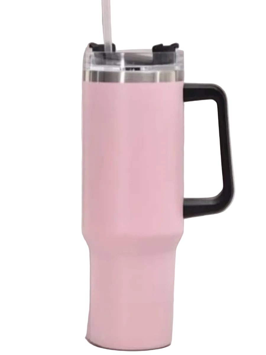 Vacuum Cup Stainless Steel Travel Mug with Handle & Straw 40oz