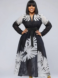 Black & White Palm Print Midi Dress