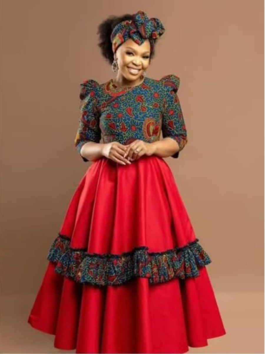 African Print Tiered Maxi Dress
